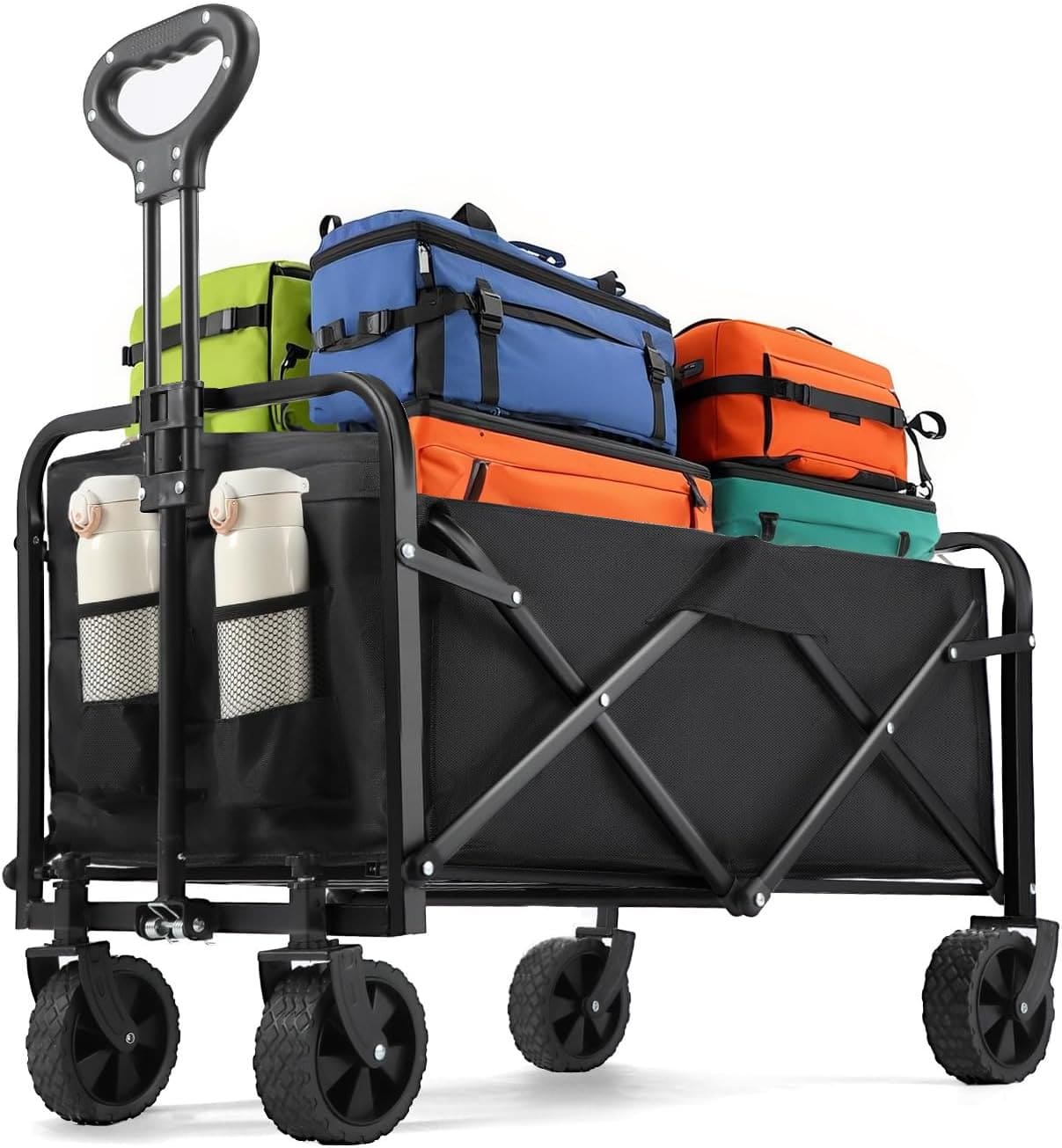 Sports Equipment Wagon - Chariot de camping tout-terrain robuste pliable,